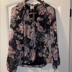 Joie Black Tie Front Blouse with Relaxed Fit